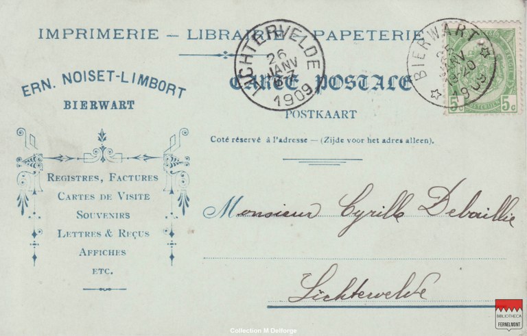 Bierwart - Imprimerie Librairie Papeterie Ern. Noiset-Limbort