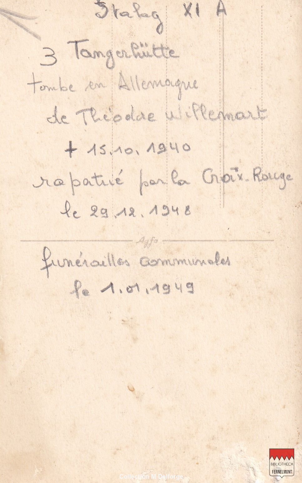 Tombe de Théodore Willemart - Légende