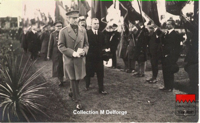 Marchovelette - Cimetière militaire Inauguration du monument par le Roi Albert