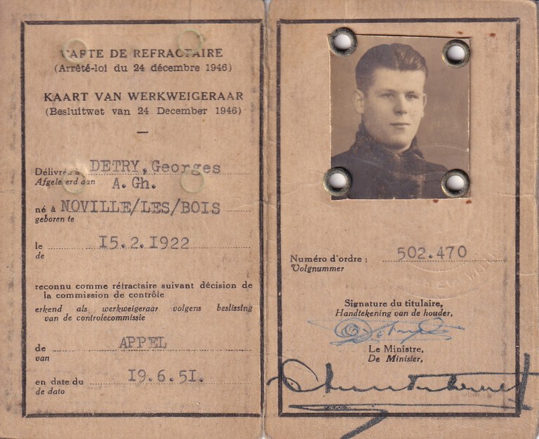Georges Detry - Carte de réfractaire