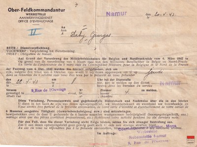 Georges Detry - Convocation de Werbestelle