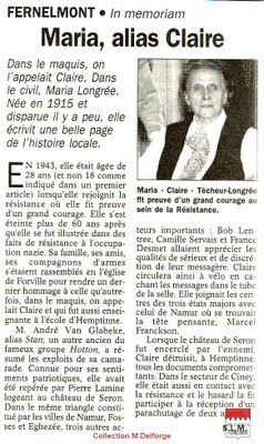 Maria Longrée - In memoriam Maria, alias "Claire"